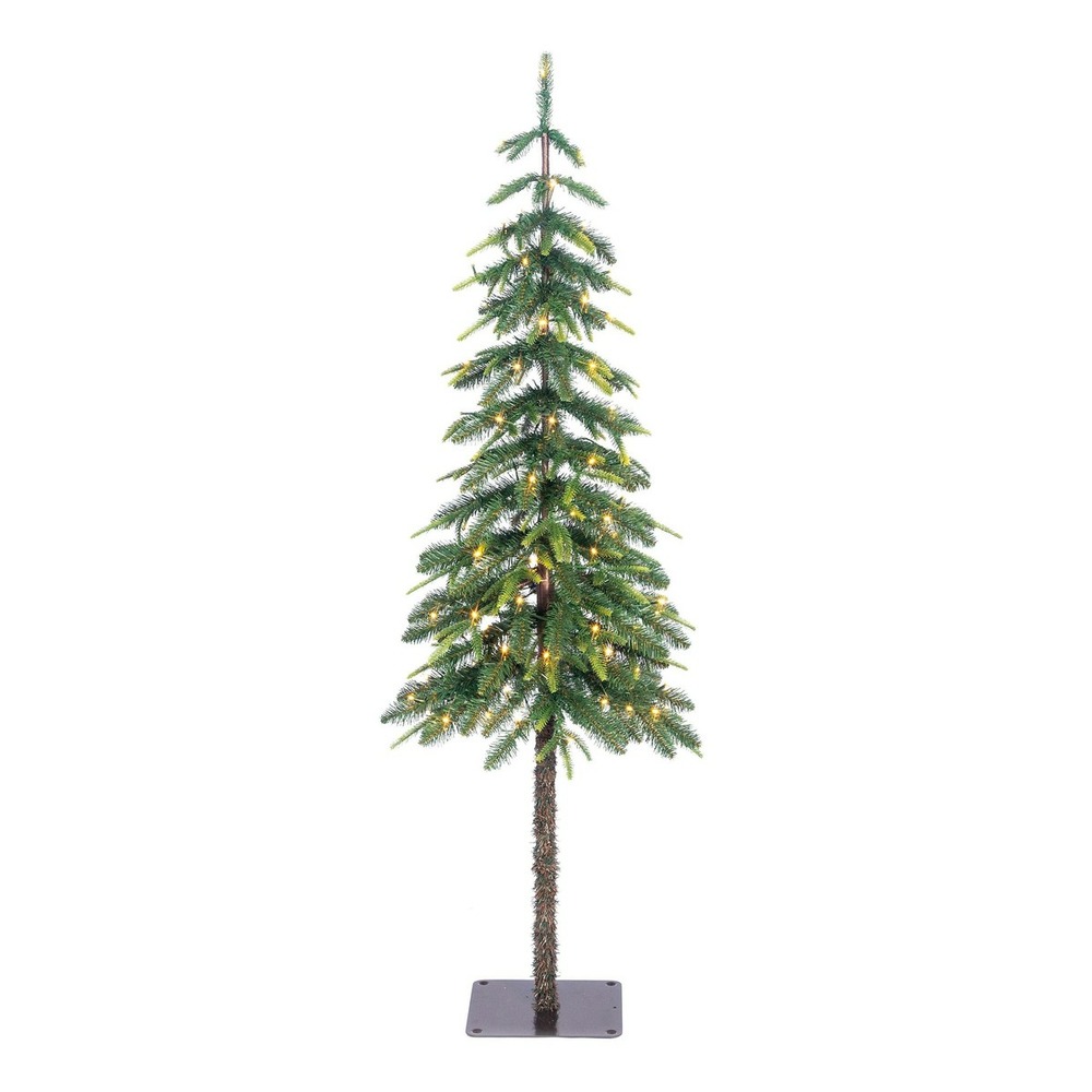 Black box trees lodge sapin de noël artificiel avec éclairage minuterie et variateur - h155 x ø48 cm - vert