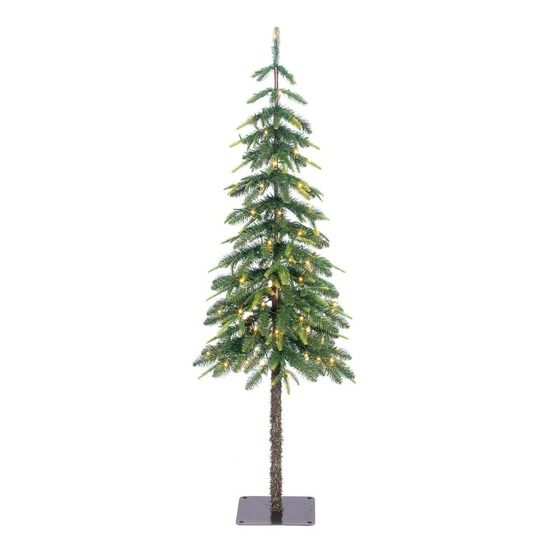Black box trees lodge sapin de noël artificiel avec éclairage minuterie et variateur - h155 x ø48 cm - vert