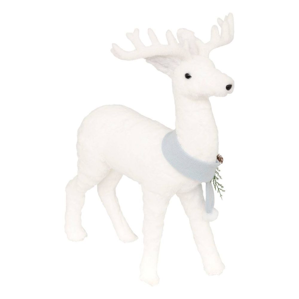 Renne de noël à écharpe bleue h. 62 cm
