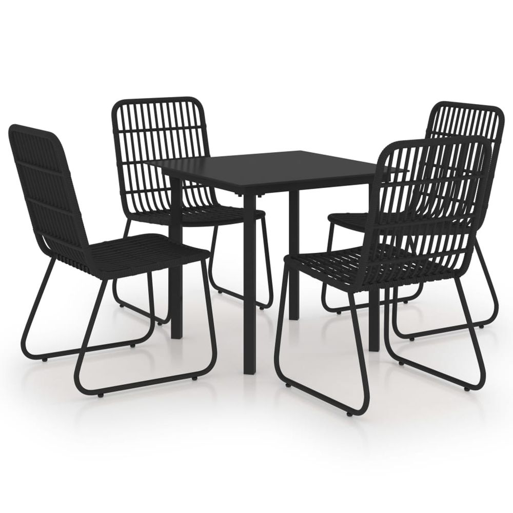 Ensemble à manger d'extérieur 5 pcs résine tressée et verre