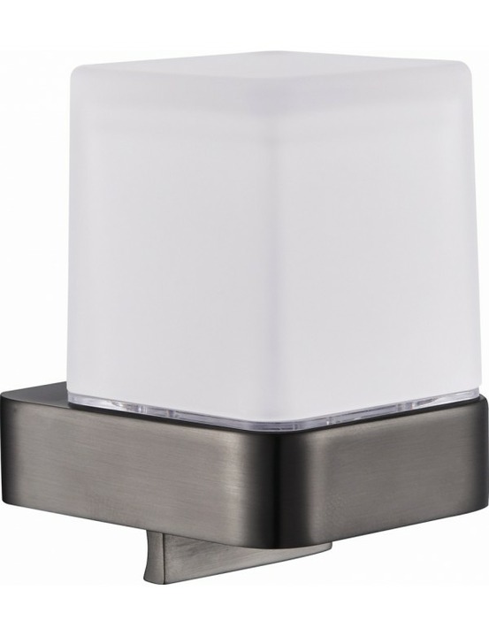 Distributeur de savon mural nil en laiton métal gris et verre 200 ml