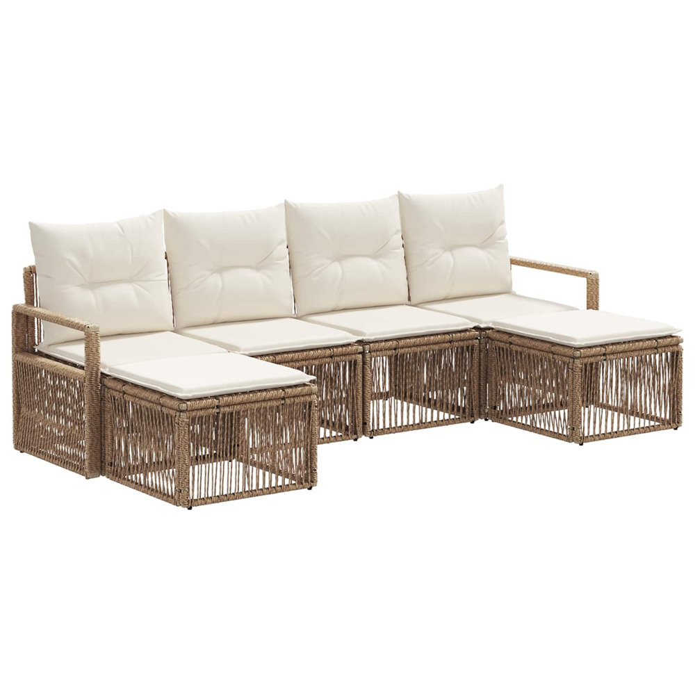Ensemble de canapé de jardin 6 pcs beige polyrotin