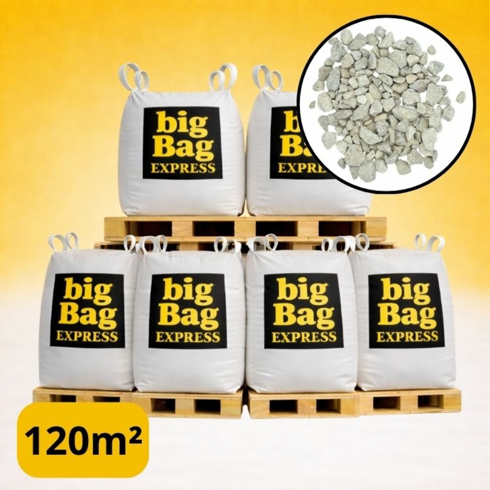 Pack 6 x big bag de +/- 1,5t ≃ 120m² gravillon eco blanc/gris/beige calcaire ø 6/14 mm - livraison premium