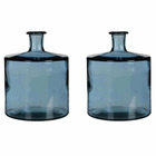 Mica decorations vase guan - 21x21x26 cm - verre - bleu - set de 2
