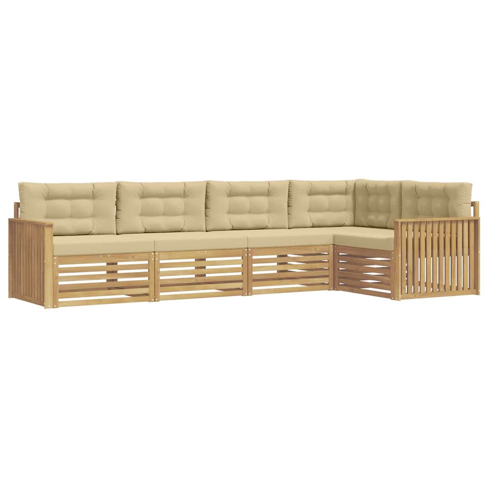 Ensemble de canapés d'extérieur 5 pc blanc et beige polyester