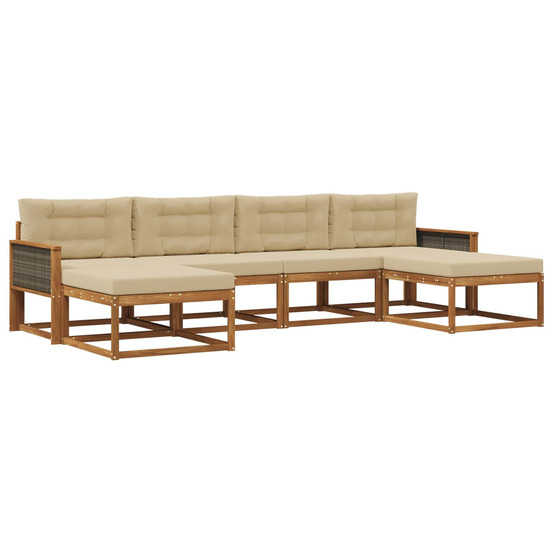 Ensemble de canapés d'extérieur 6 pcs naturel et beige