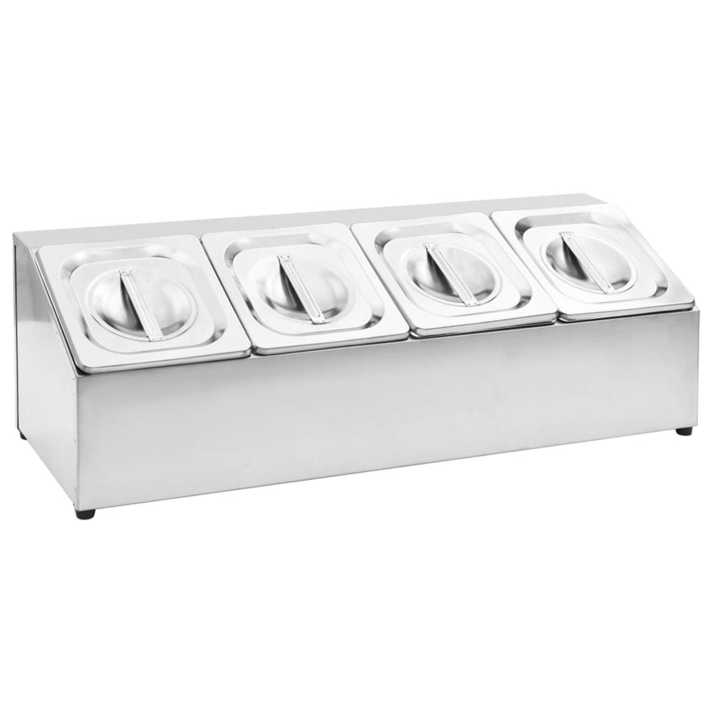 Récipient gastronorm avec 4 bacs gn 1/6 acier inoxydable