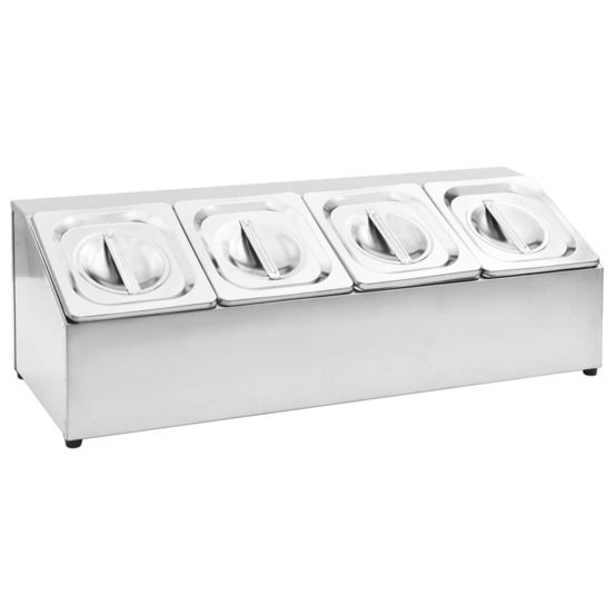 Récipient gastronorm avec 4 bacs gn 1/6 acier inoxydable