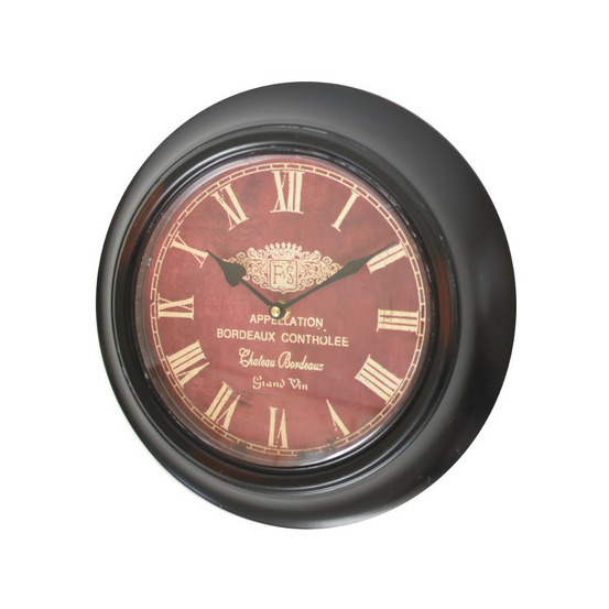 Horloge en métal noir et rouge ø.22 cm