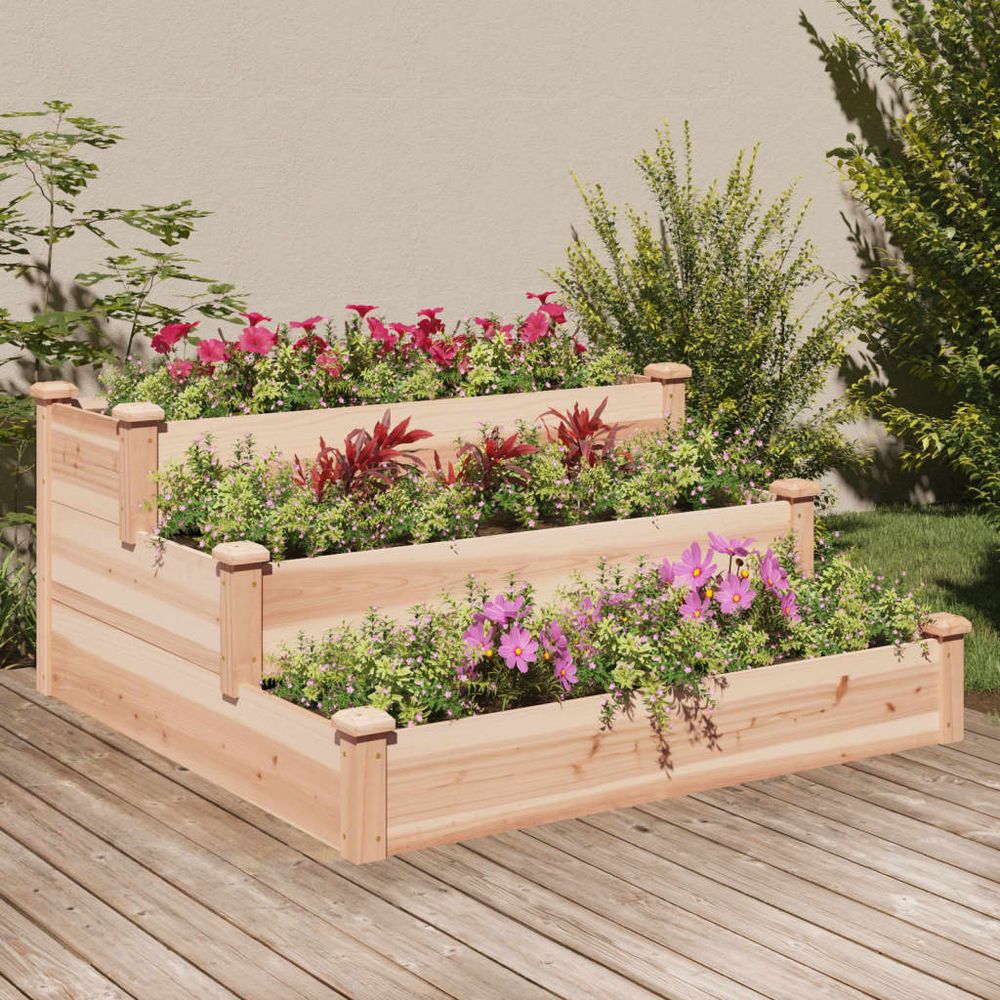 Carré potager à étages en bois de sapin pour cultures variées 120x120x56 cm