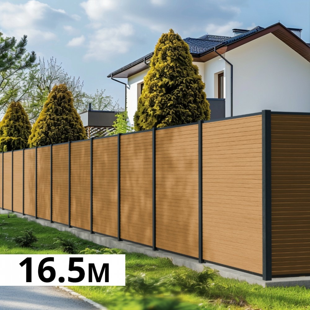 Kit clôture composite poteau à sceller - santos cèdre h-1,8m