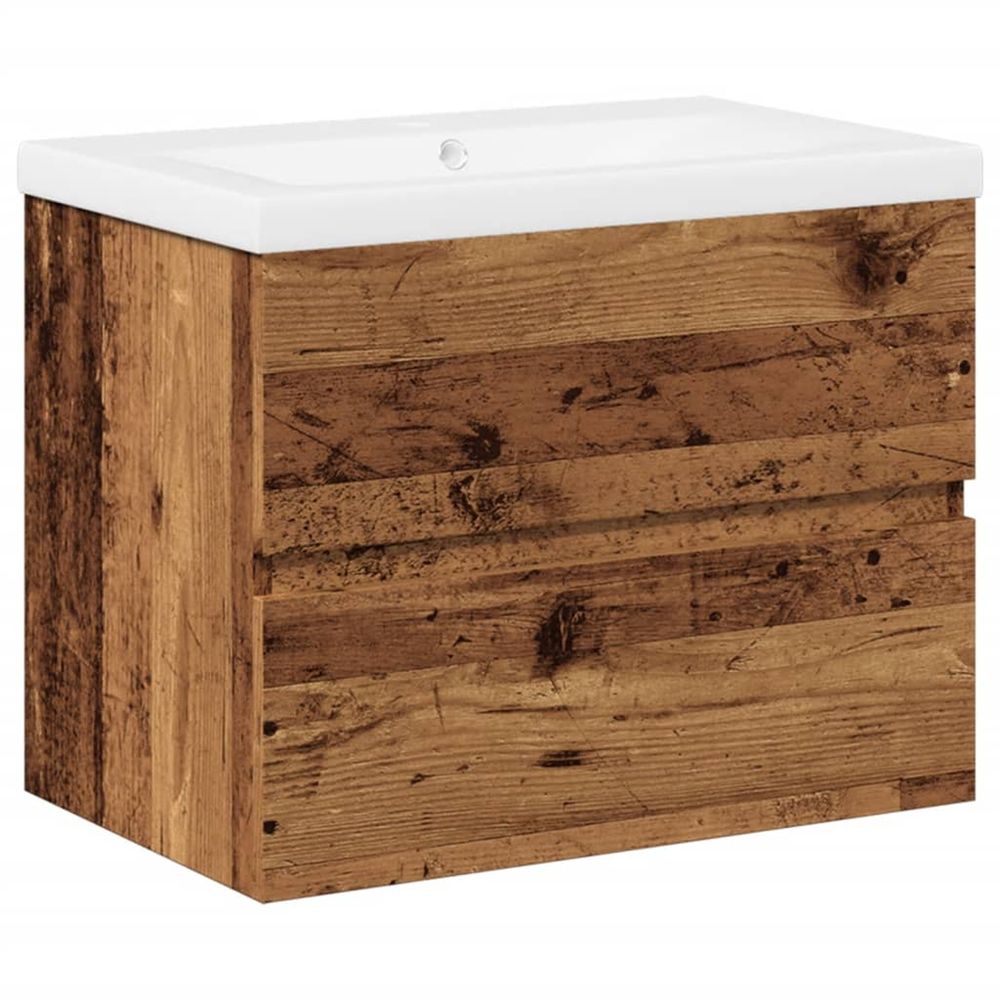 Armoire lavabo avec bassin intégré vieux bois