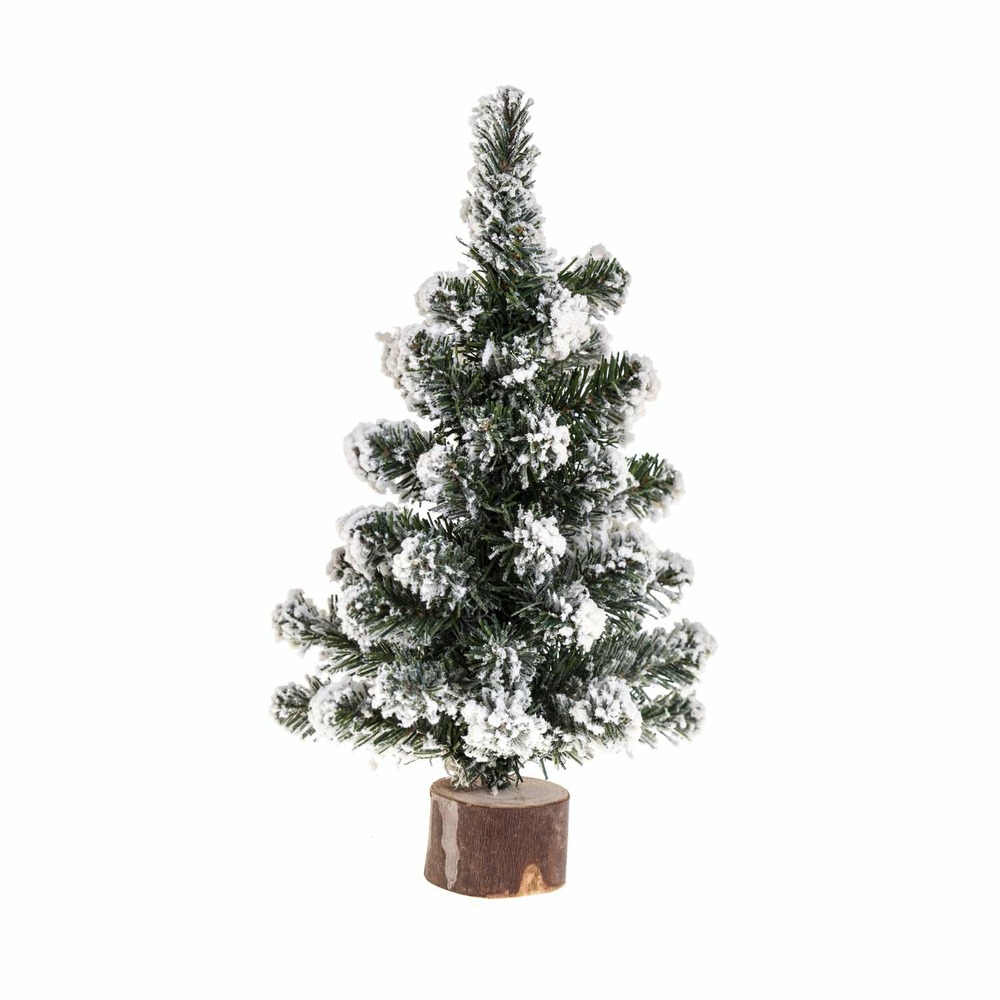 Sapin de noël artificiel blooming effet enneigé - h. 25 cm - vert et blanc