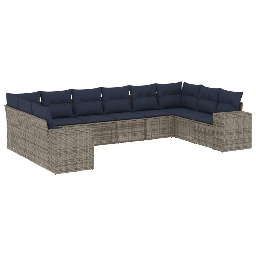 Ensemble de canapé de jardin 10 pcs avec coussins gris
