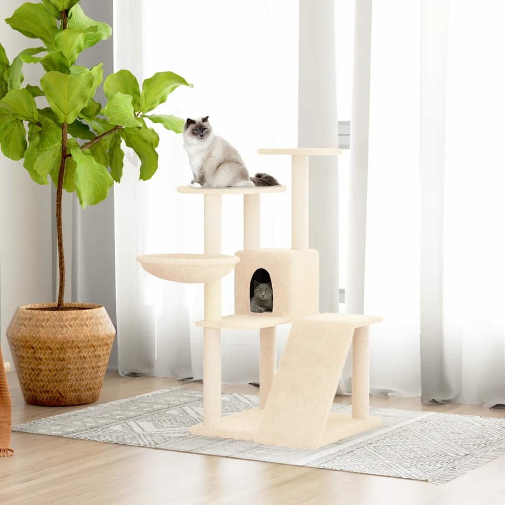 Arbre à chat avec griffoirs en sisal crème 94 cm