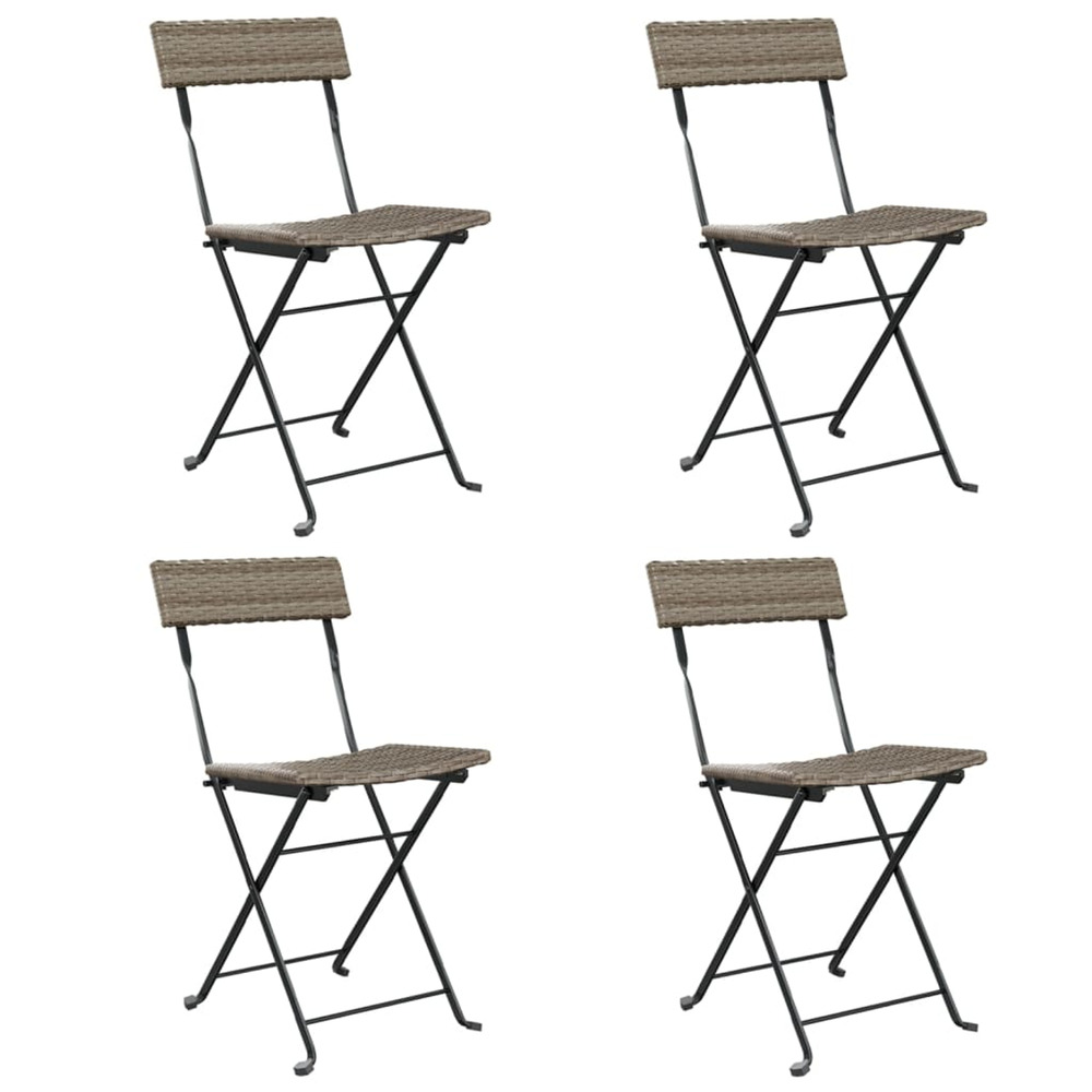 Chaises de bistrot pliantes lot de 4 gris résine tressée acier