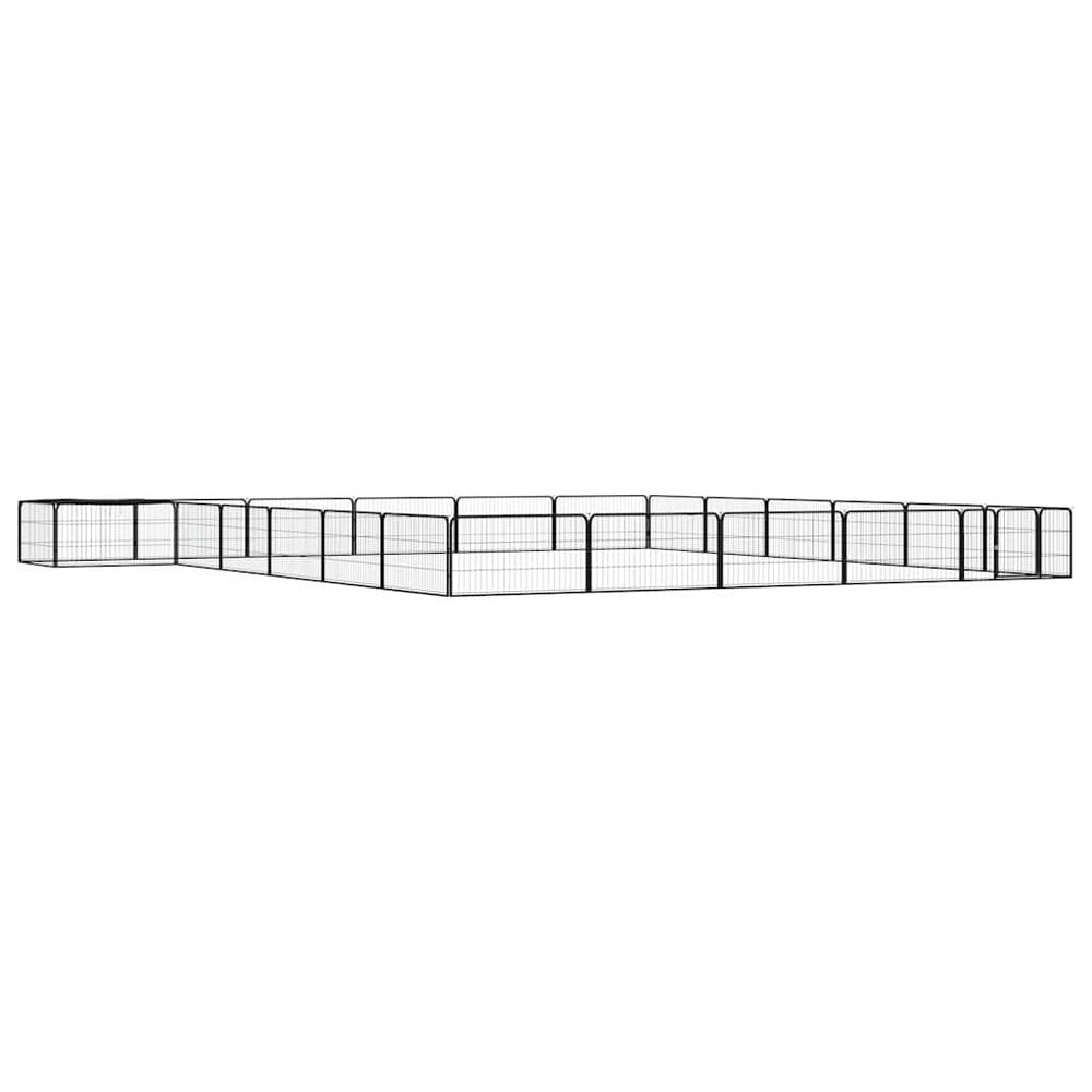 Enclos chien 24 panneaux acier avec toit pour jardin extérieur noir 100x50cm