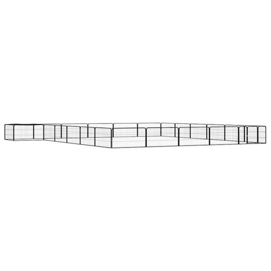 Enclos chien 24 panneaux acier avec toit pour jardin extérieur noir 100x50cm
