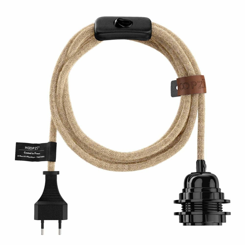 Luminaire corde bala fil électrique - chanvre ficelle