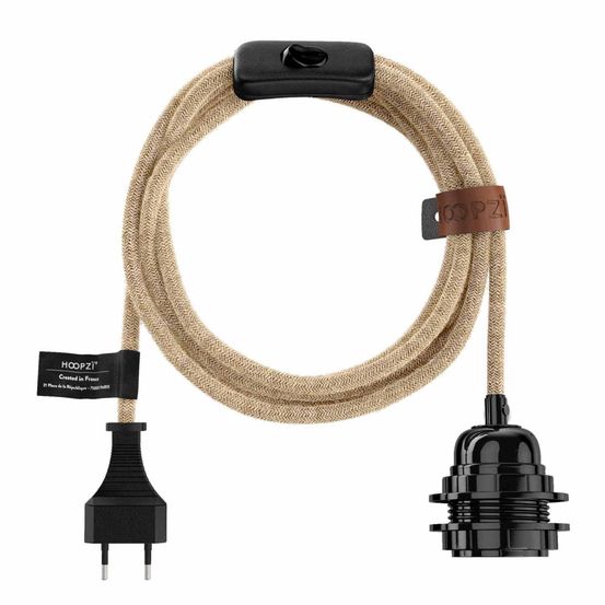 Luminaire corde bala fil électrique - chanvre ficelle
