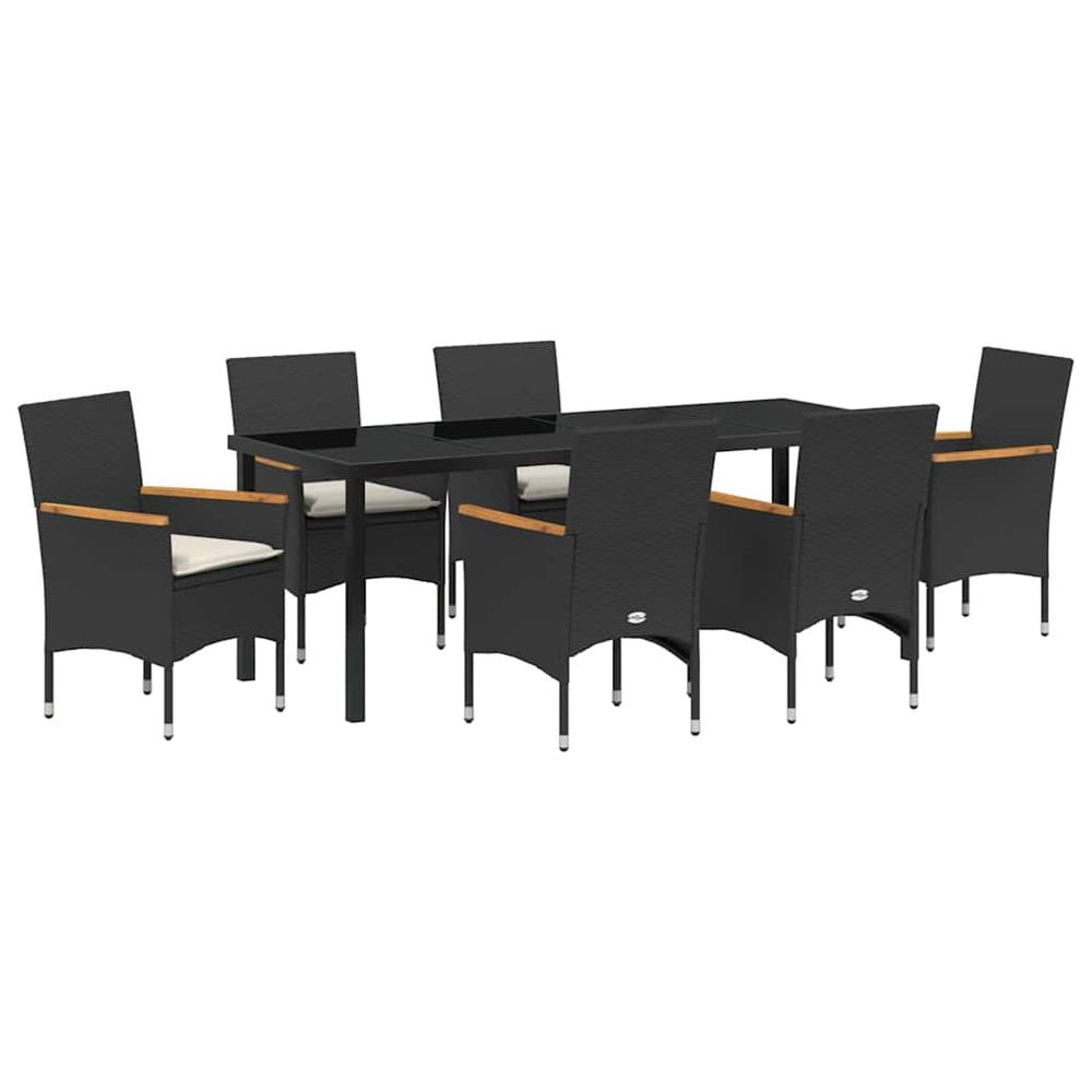 Ensemble de salle à manger pour jardin 7 pc noir polyrotin