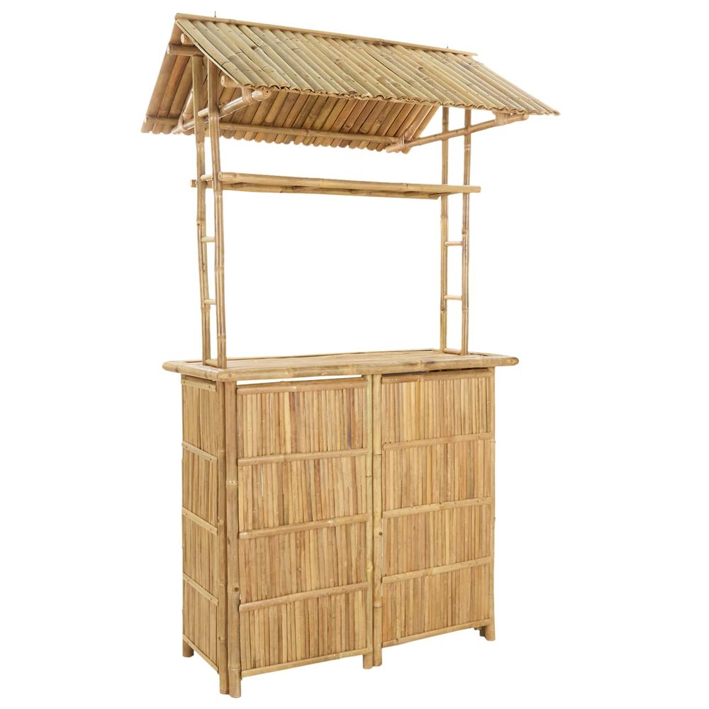 Table de bar extérieure naturel 115 x 95 x 214 cm bambou