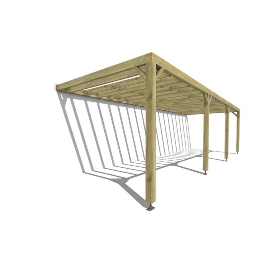 Pergola bois • 9m x 3m • adossée • sens profondeur • lattage bois • livraison comprise