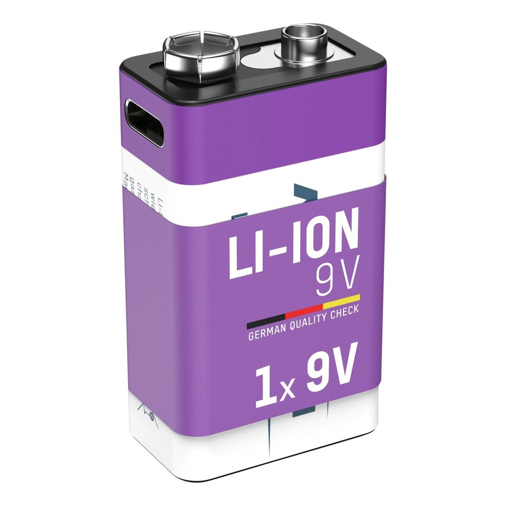 Batterie lithium-ion 9v e-block usb-c 1 pièce, arrêt de sécurité