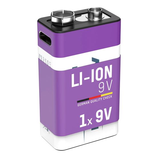 Batterie lithium-ion 9v e-block usb-c 1 pièce, arrêt de sécurité