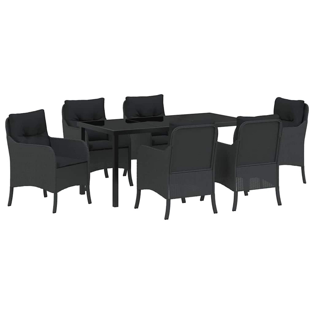 Ensemble de salle à manger pour jardin 7 pcs noir polyrotin
