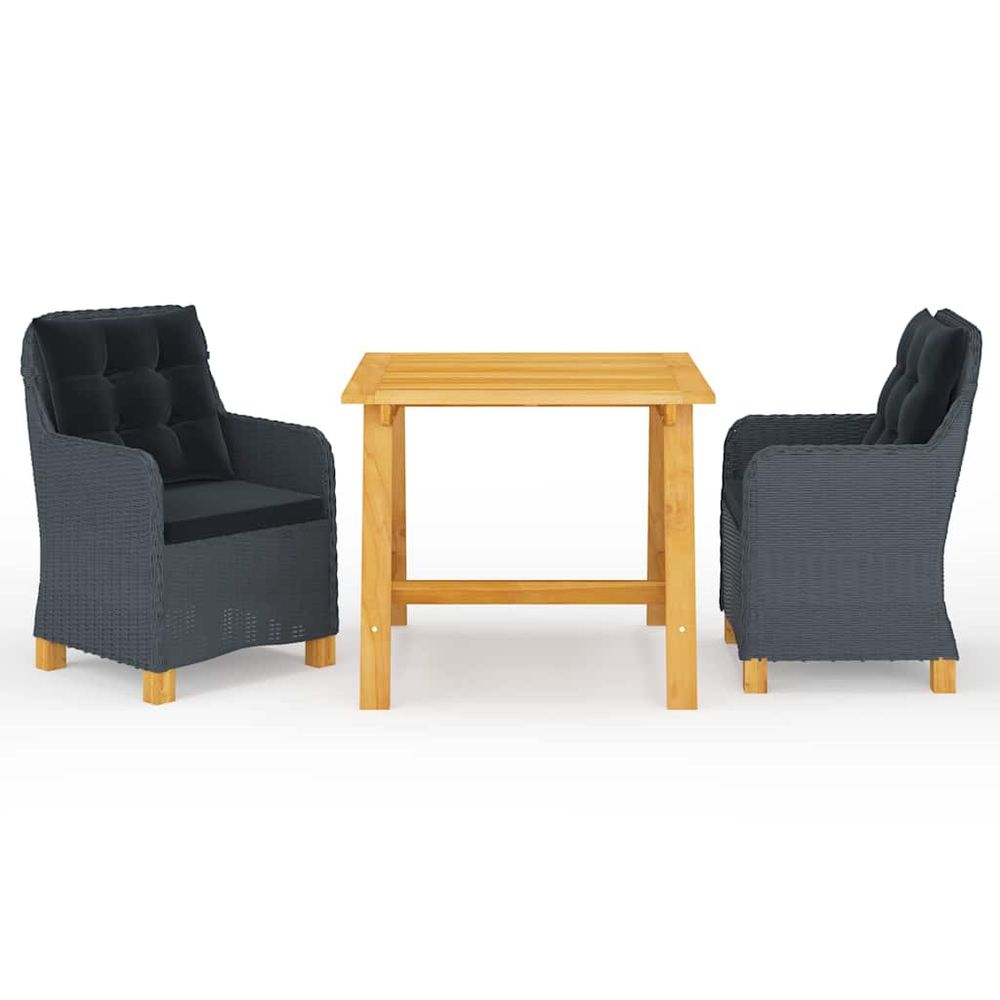 Ensemble à manger de jardin 3 pcs gris foncé