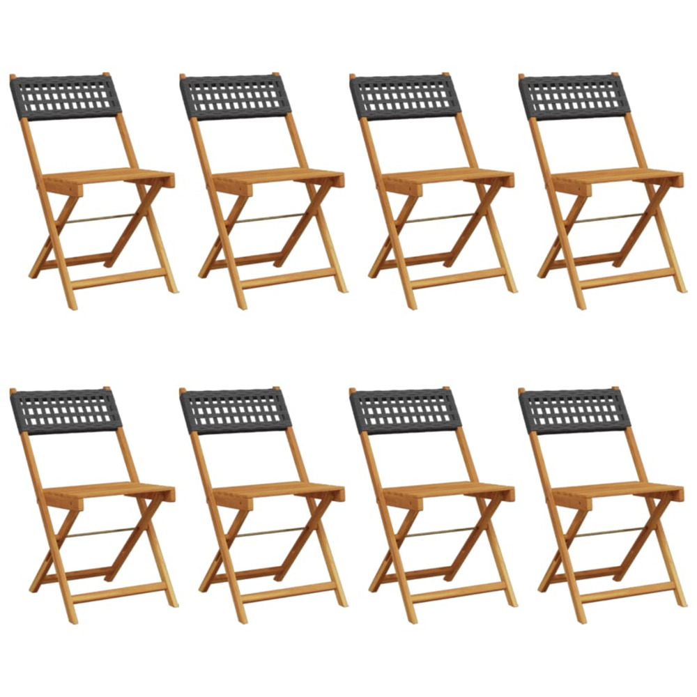 Chaises de jardin pliantes lot de 8 noir poly rotin bois massif