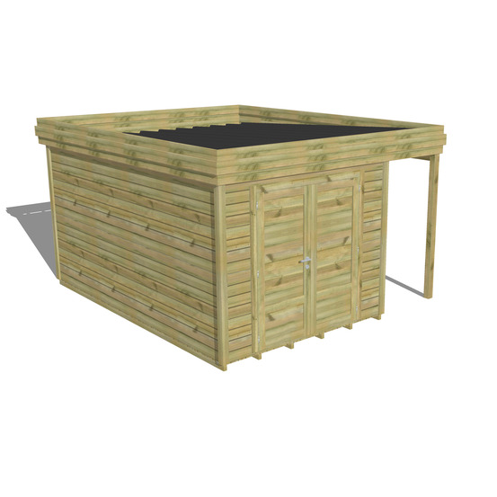 Abri de jardin bois pin traité autoclave 27mm - 3,64x4,34m / 16m2 - bac acier - plancher bois