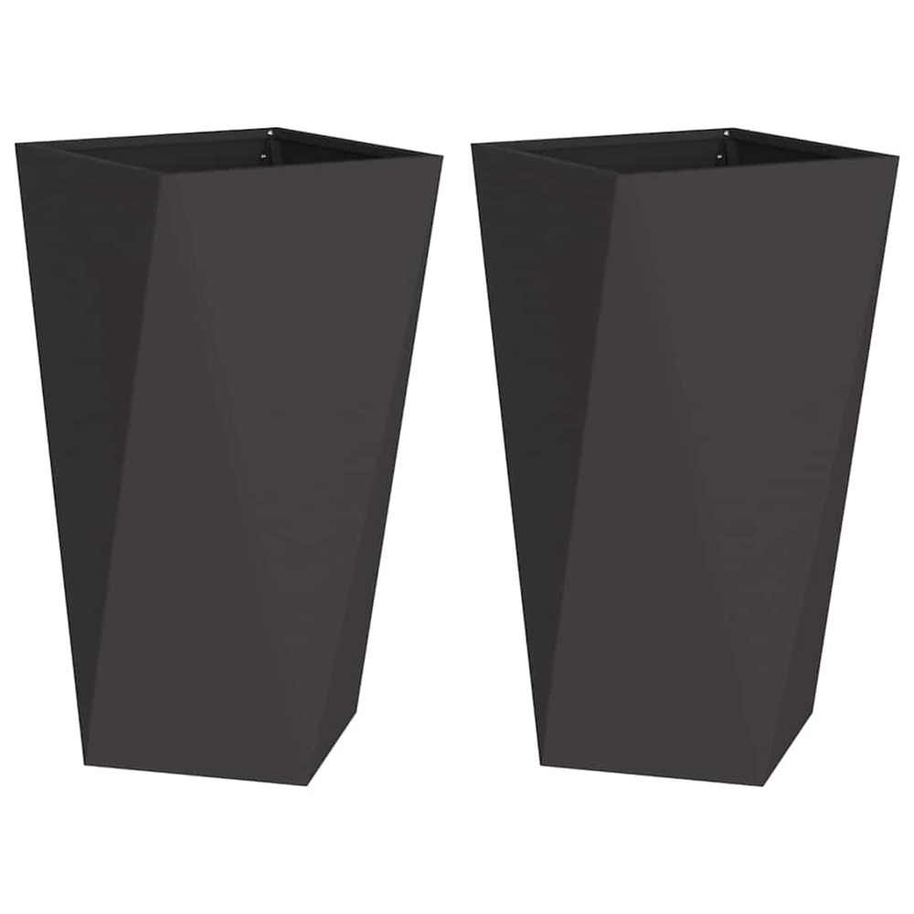 Jardinière d'extérieur 2 pcs noir 40 x 40 x 75 cm acier