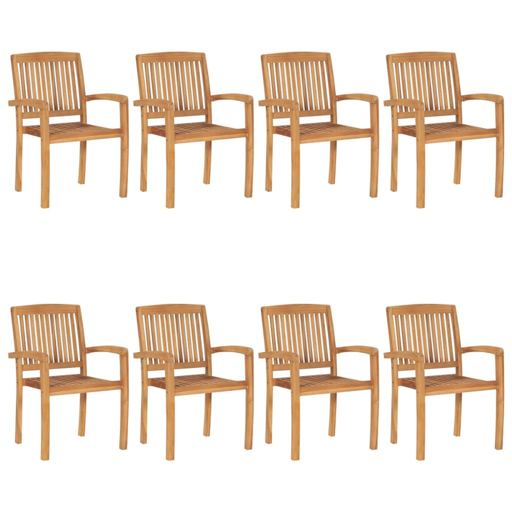 Chaises de jardin empilables 8 pcs bois de teck solide