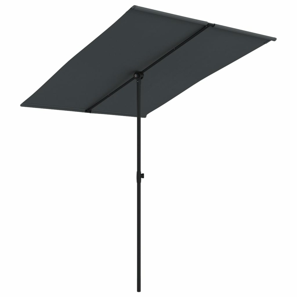 Parasol d'extérieur avec mât en aluminium 2 x 1,5 m noir
