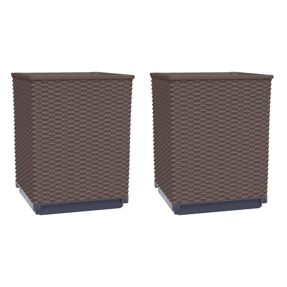 Jardinières 2 pcs marron 30x30x37 cm polypropylène