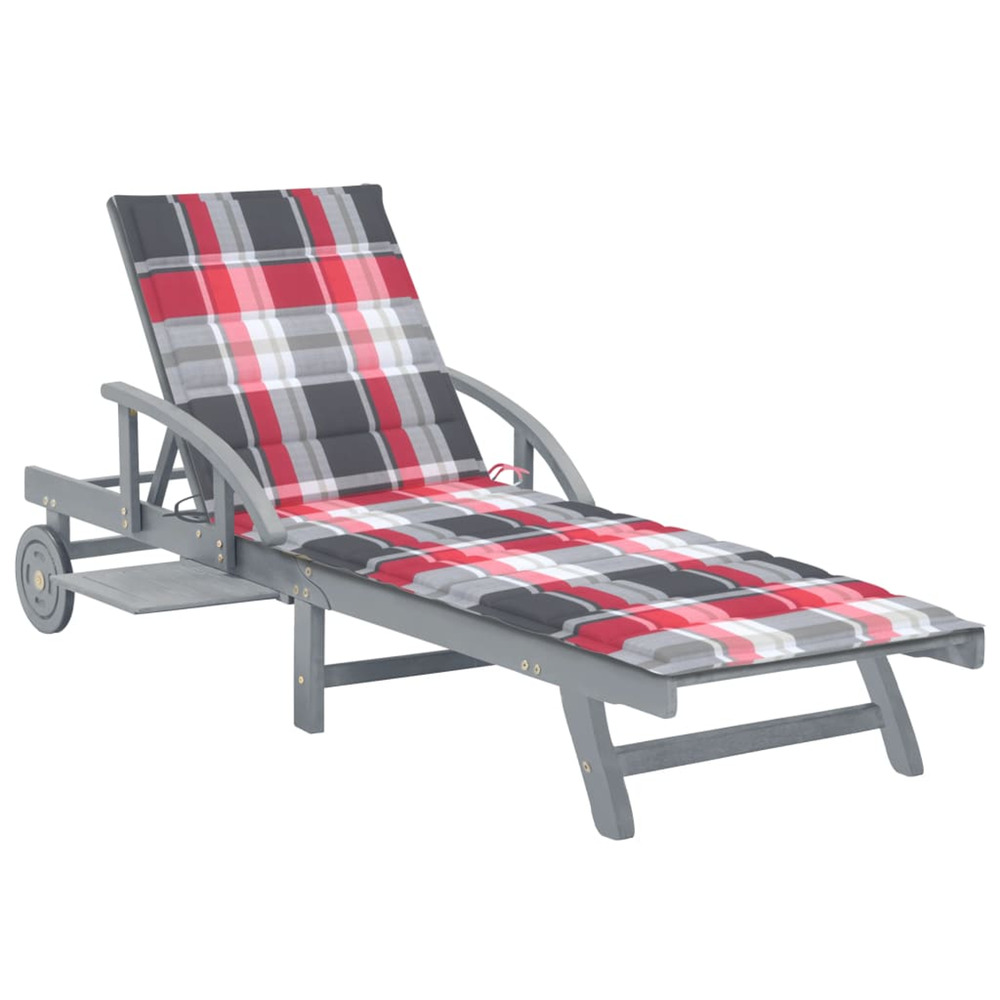 Chaise longue de jardin avec coussin bois d'acacia solide bain de soleil