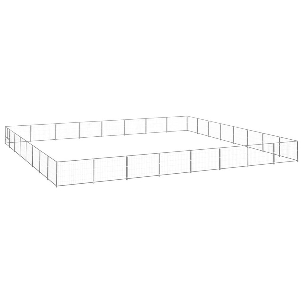 Chenil extérieur cage enclos parc animaux chien argenté 64 m² acier
