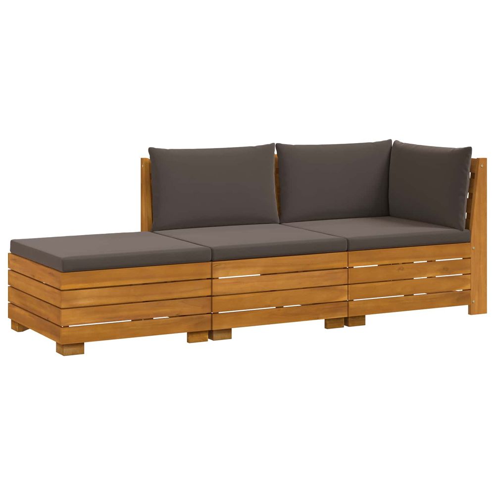 3 pc ensemble de canapés d'extérieur bois d'acacia massif
