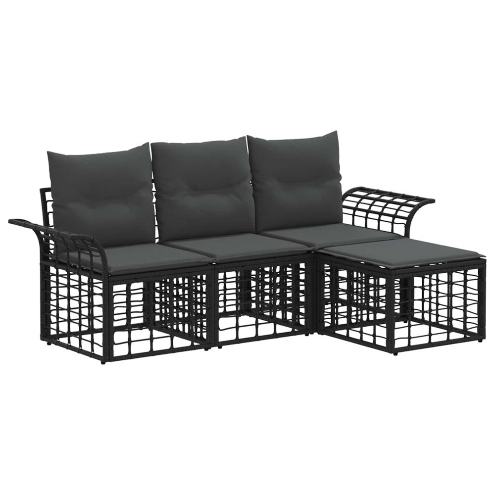 Ensemble de canapés d'extérieur 4 pc noir et gris foncé