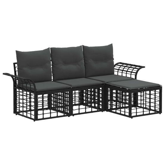 Ensemble de canapés d'extérieur 4 pc noir et gris foncé