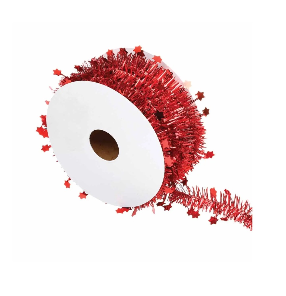 Rouleau guirlande de noel etoile 2 plis 3 m rouge