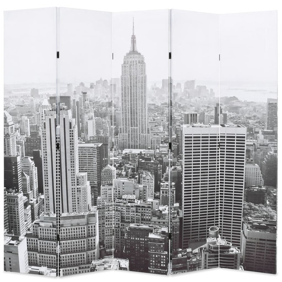 Cloison de séparation pliable 200x170 cm new york noir et blanc