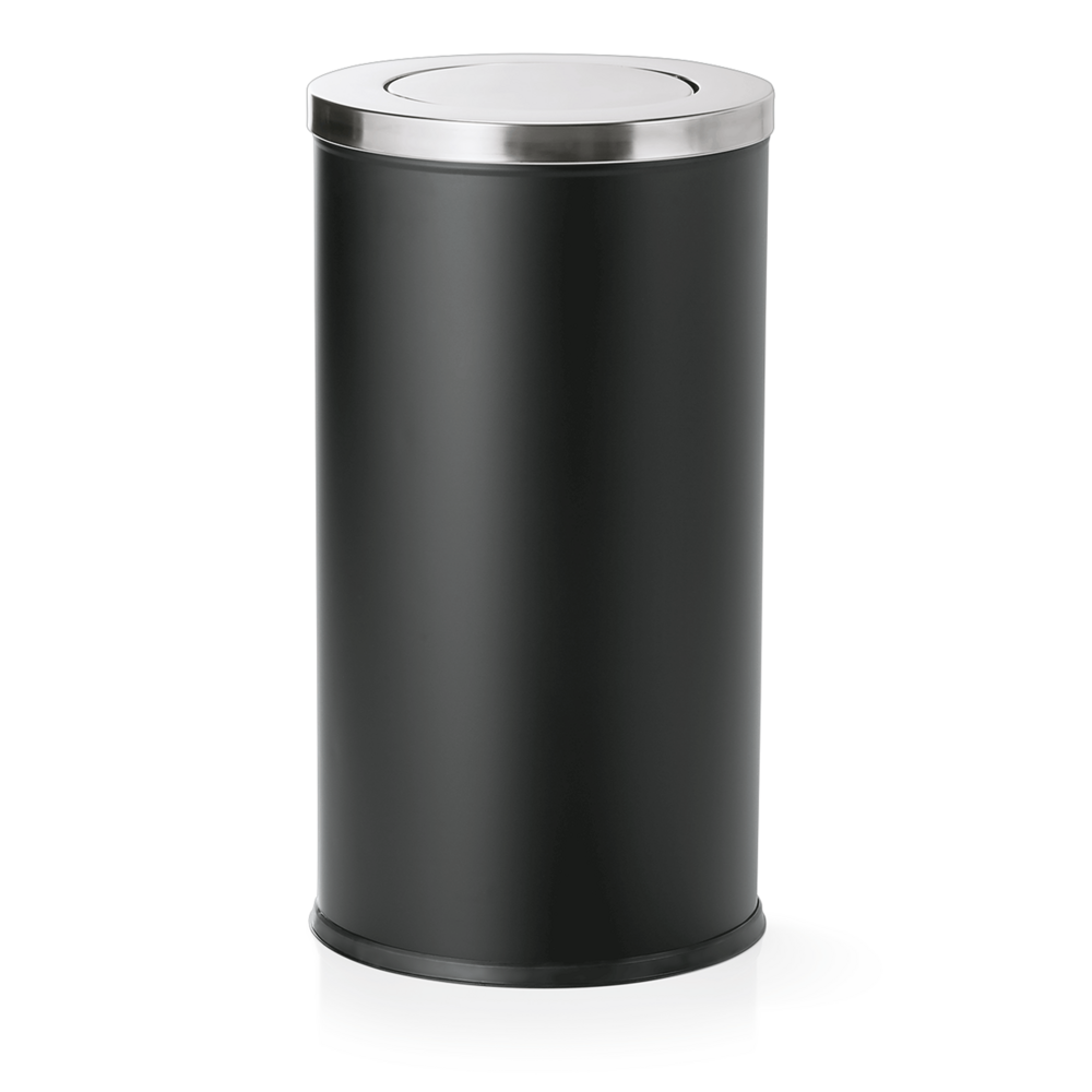 Poubelle en acier au nickel-chrome 80 l noir h 710 mm ø 370 mm - was germany