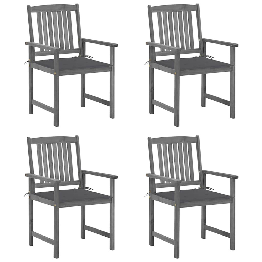 Chaises de jardin et coussins lot de 4 gris bois acacia massif