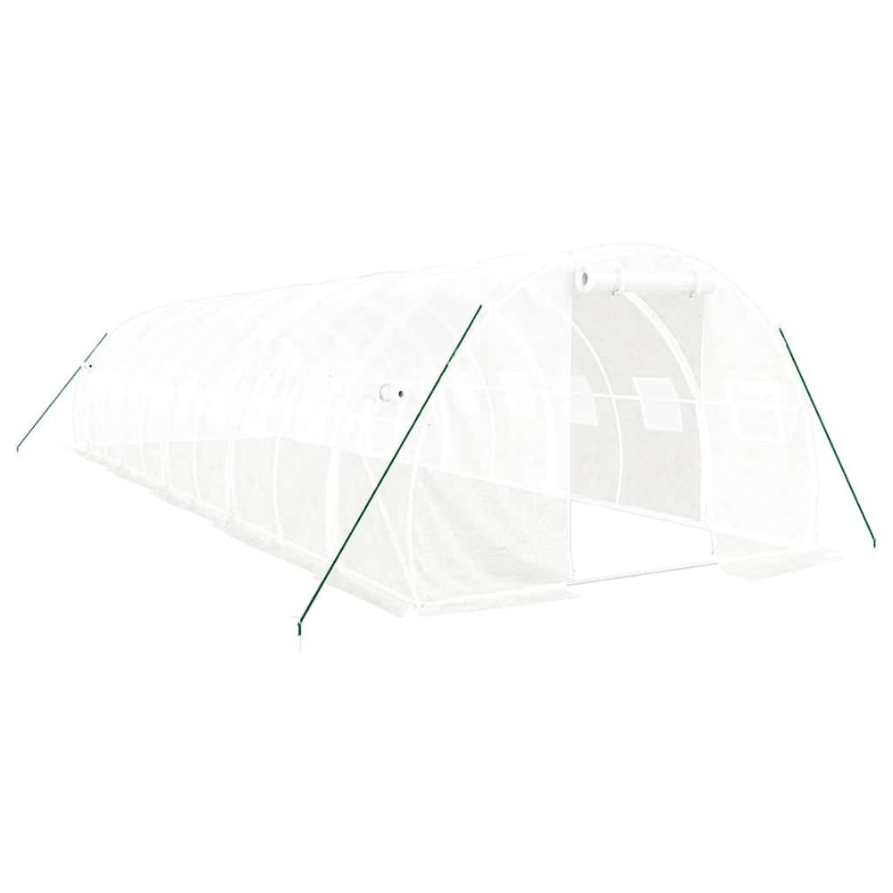 Serre avec cadre en acier blanc 30 m² 10x3x2 m