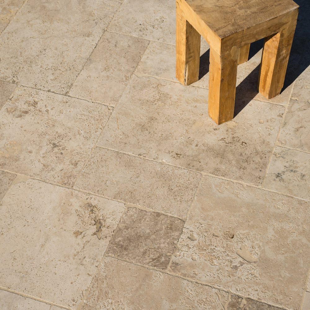 Carrelage travertin rustique nuancé opus 4 x1,2 cm - intérieur et extérieur (lot de 1,48 m² soit 2 paquets) - ro'ma nature