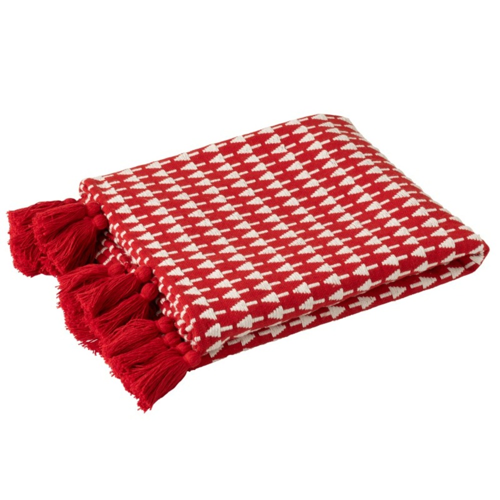 Couverture sapin de noël en coton rouge 130x180 cm