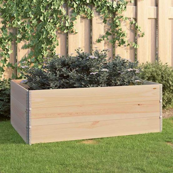Lot de 3 grands carrés potagers empilables en bois de pin 150x100 cm